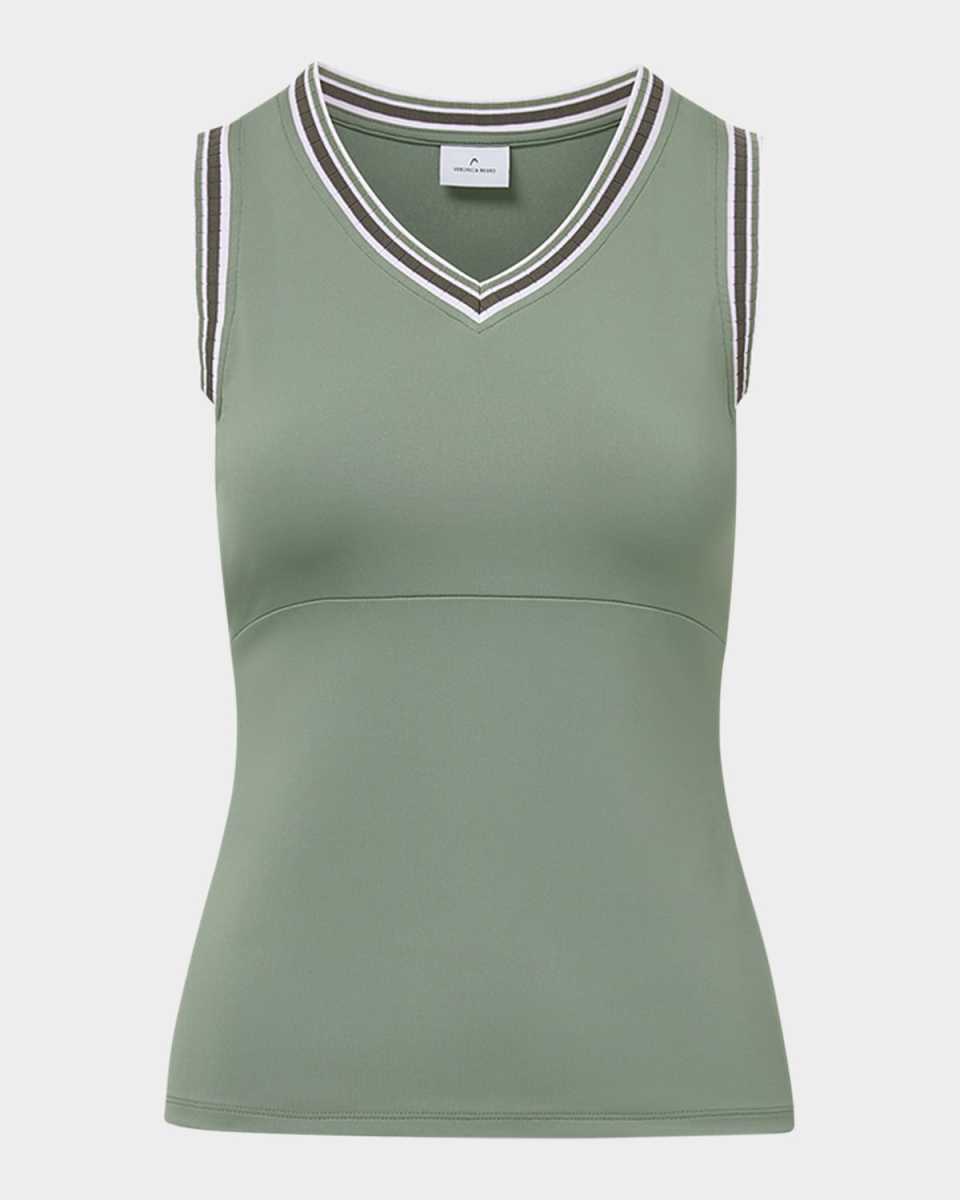 x Veronica Beard Spin Striped-Trim Tank Top